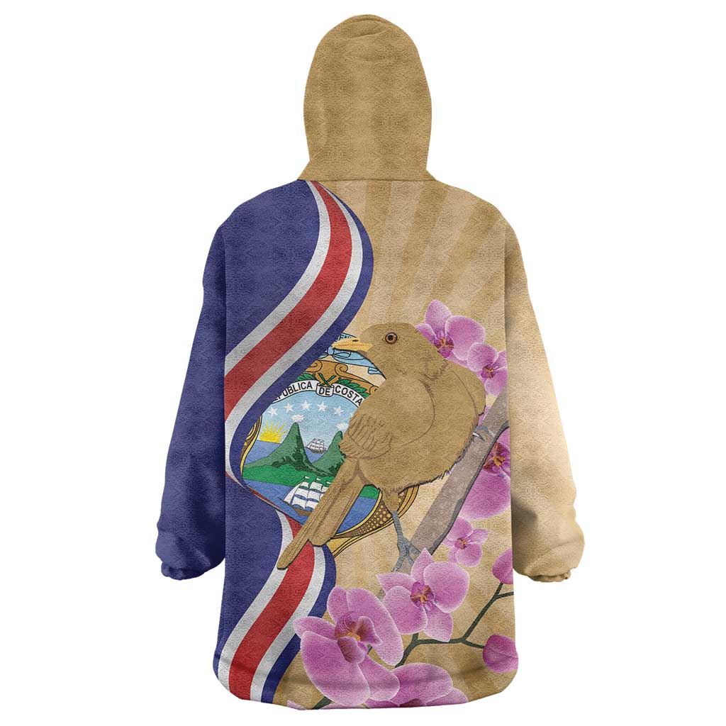 Costa Rica Independence Day Wearable Blanket Hoodie 506 Proud Yiguirro With Orchid - Wonder Print Shop