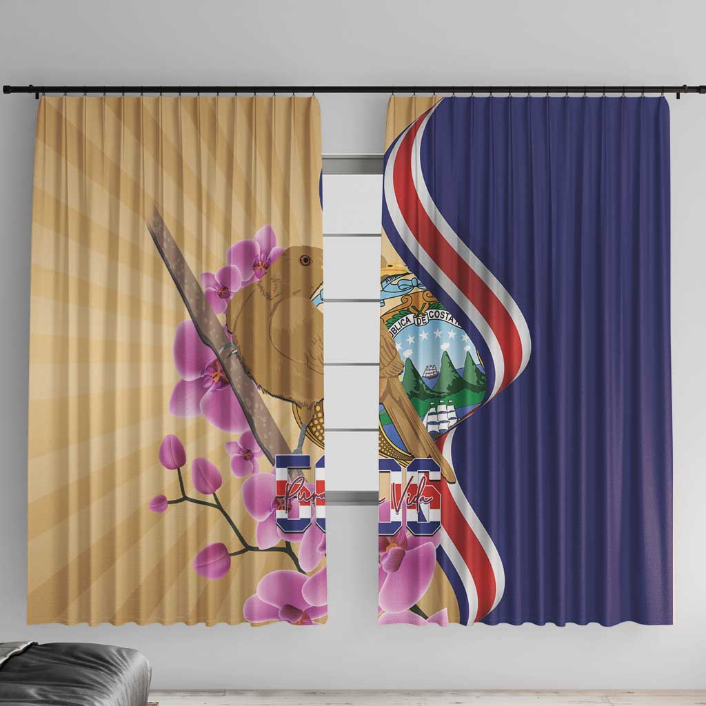 Costa Rica Independence Day Window Curtain 506 Proud Yiguirro With Orchid - Wonder Print Shop