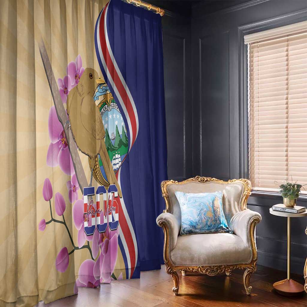 Costa Rica Independence Day Window Curtain 506 Proud Yiguirro With Orchid - Wonder Print Shop