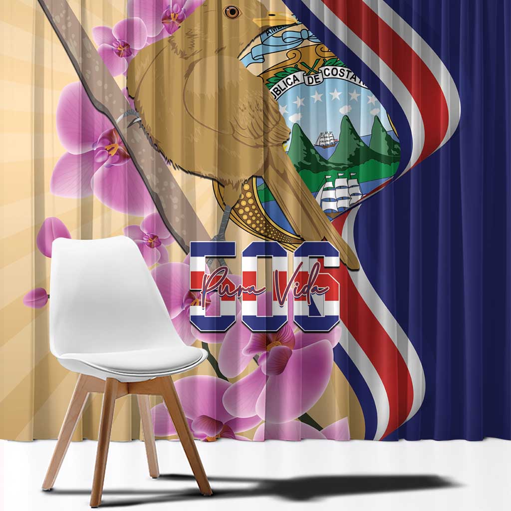 Costa Rica Independence Day Window Curtain 506 Proud Yiguirro With Orchid - Wonder Print Shop