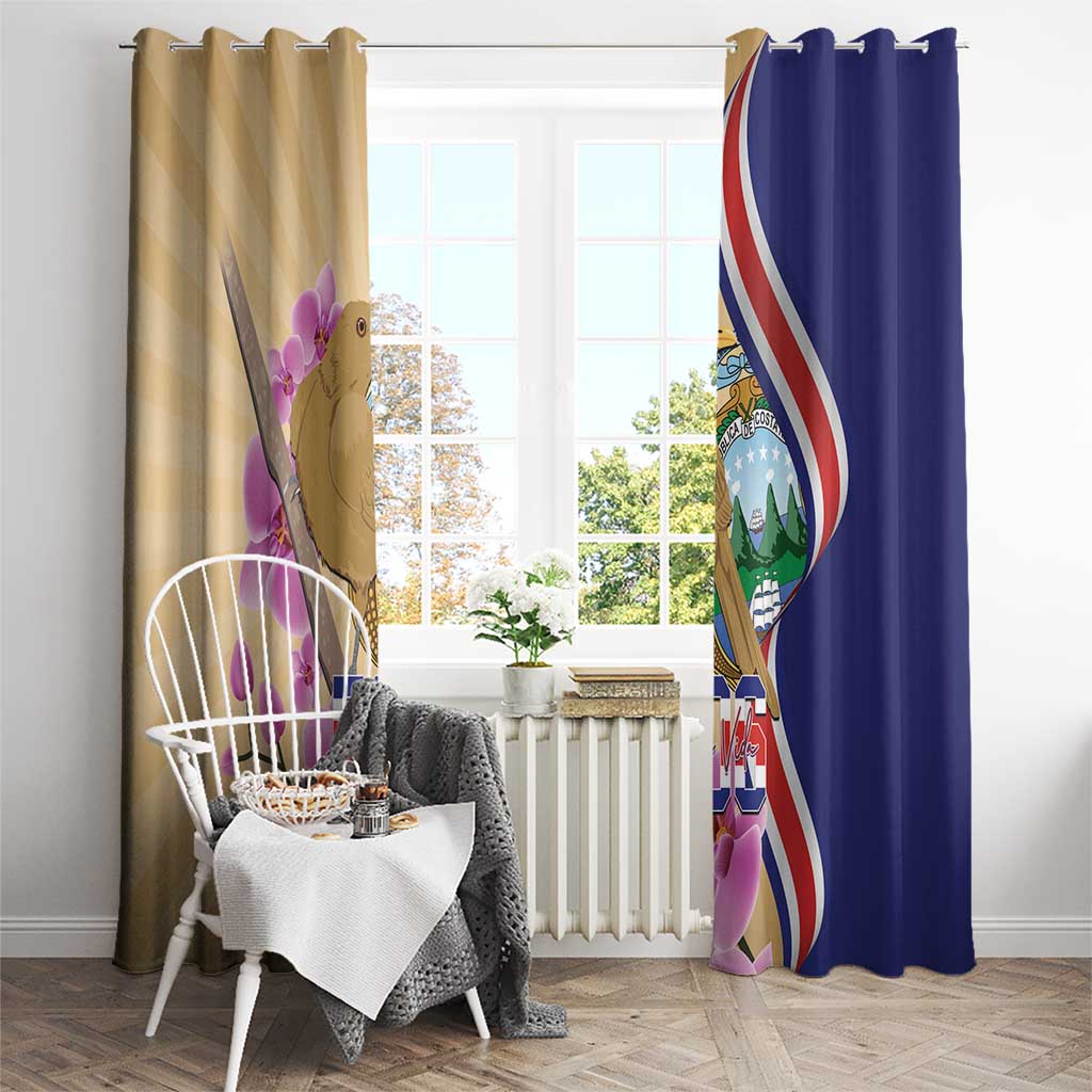 Costa Rica Independence Day Window Curtain 506 Proud Yiguirro With Orchid - Wonder Print Shop