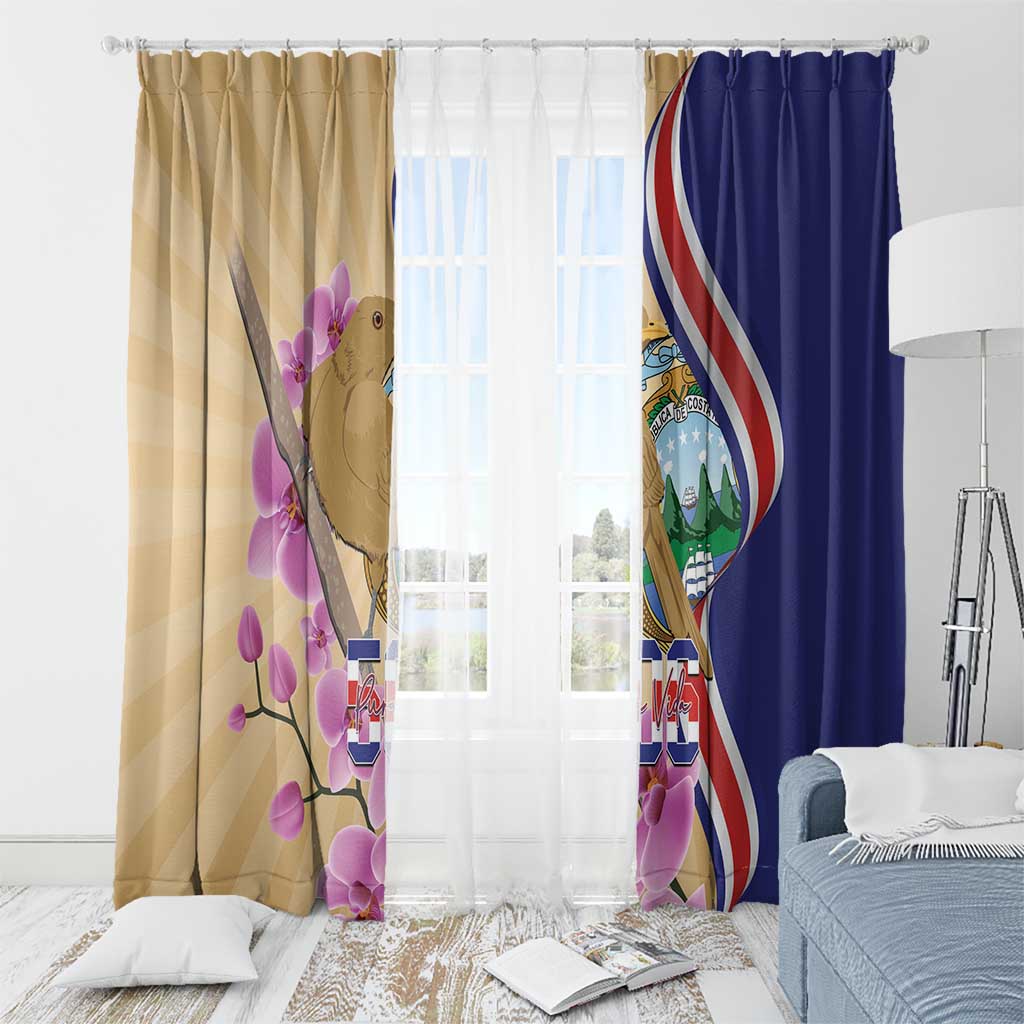 Costa Rica Independence Day Window Curtain 506 Proud Yiguirro With Orchid - Wonder Print Shop