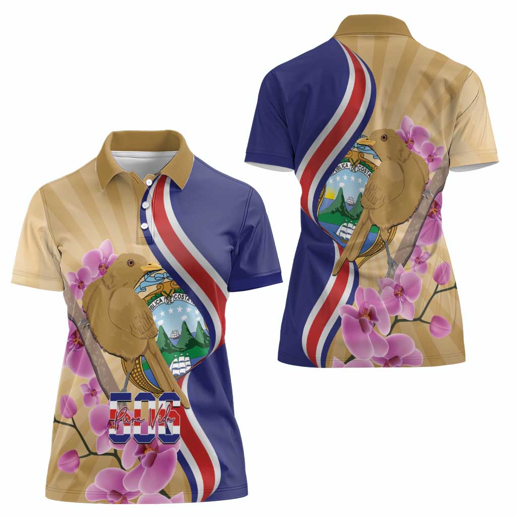 Costa Rica Independence Day Women Polo Shirt 506 Proud Yiguirro With Orchid - Wonder Print Shop