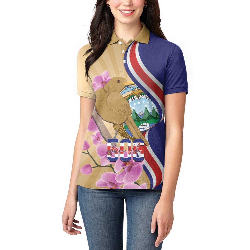 Costa Rica Independence Day Women Polo Shirt 506 Proud Yiguirro With Orchid - Wonder Print Shop