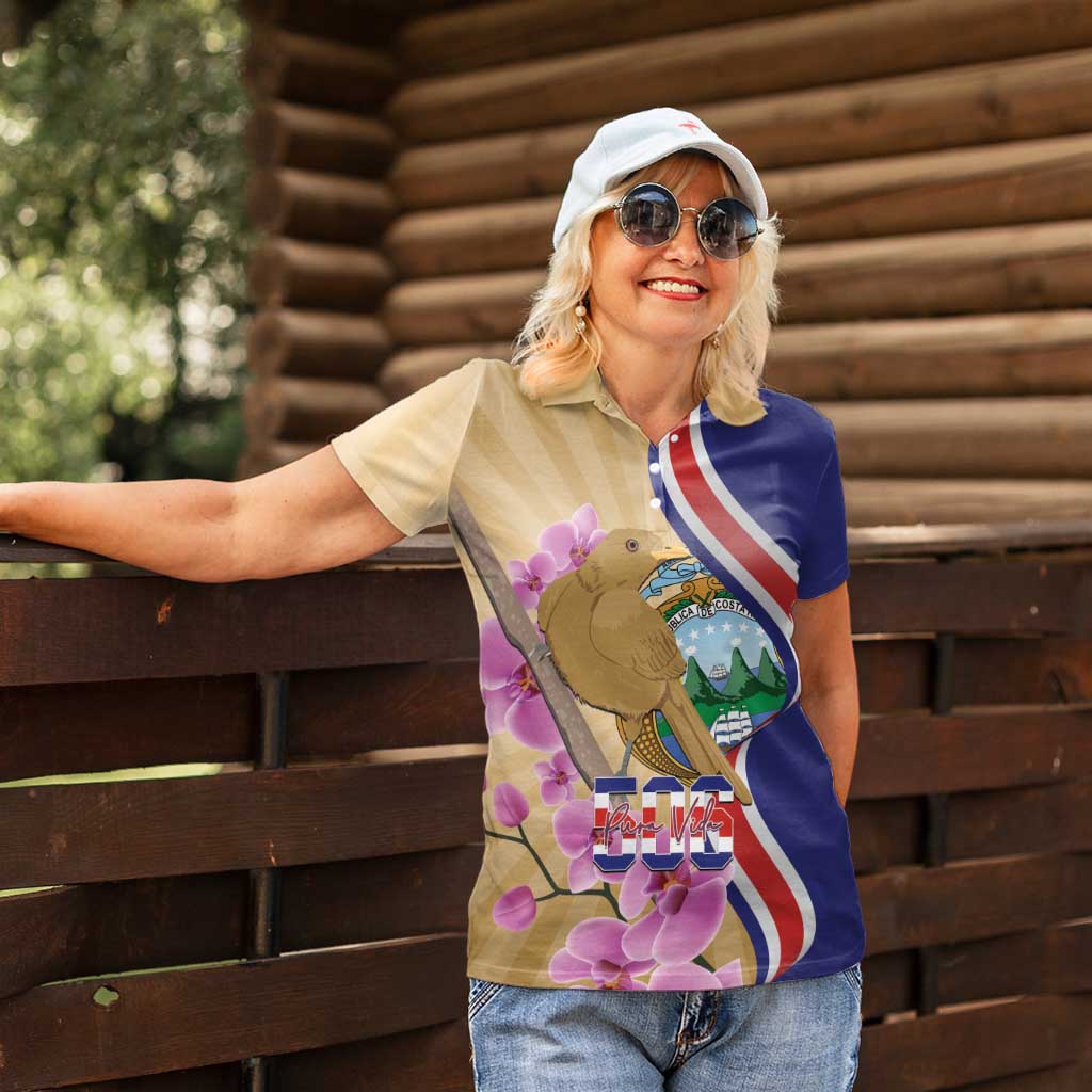 Costa Rica Independence Day Women Polo Shirt 506 Proud Yiguirro With Orchid - Wonder Print Shop
