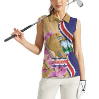 Costa Rica Independence Day Women Sleeveless Polo Shirt 506 Proud Yiguirro With Orchid - Wonder Print Shop