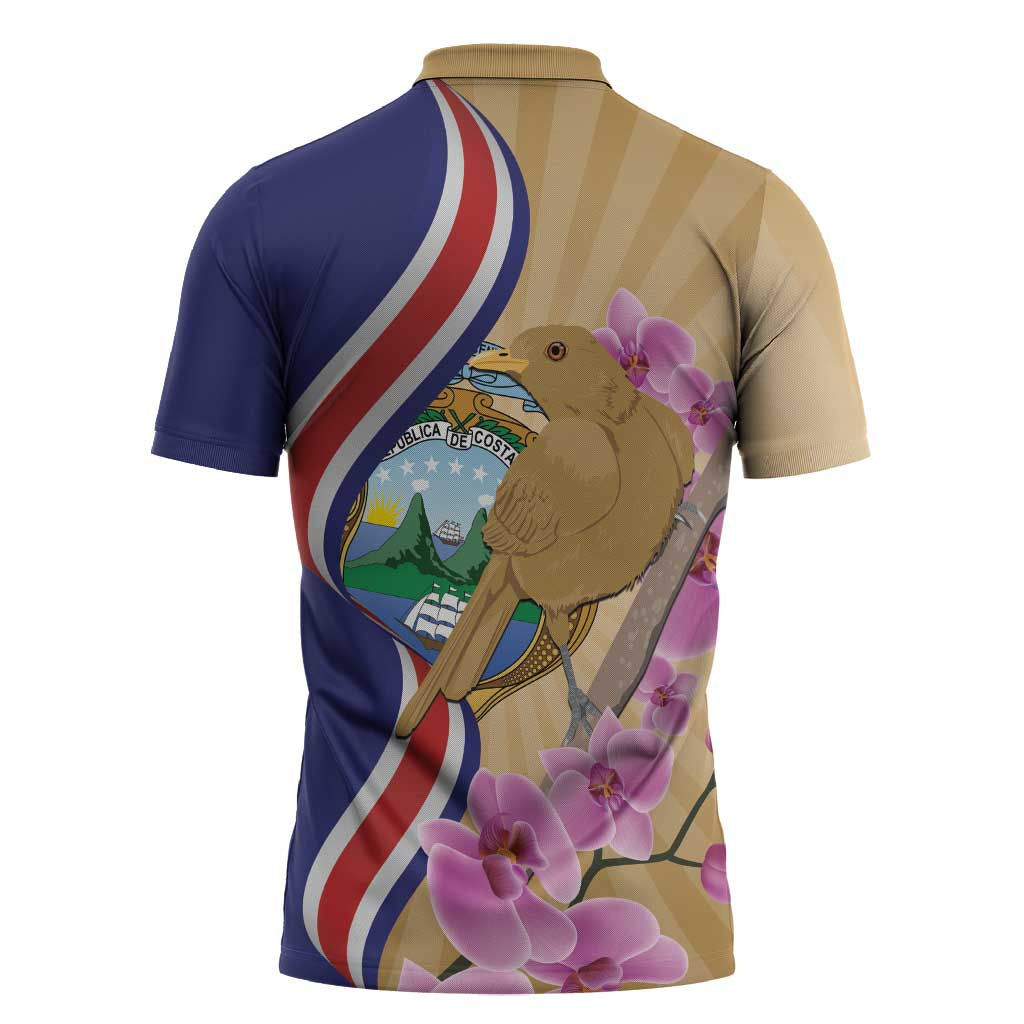 Costa Rica Independence Day Zipper Polo Shirt 506 Proud Yiguirro With Orchid - Wonder Print Shop
