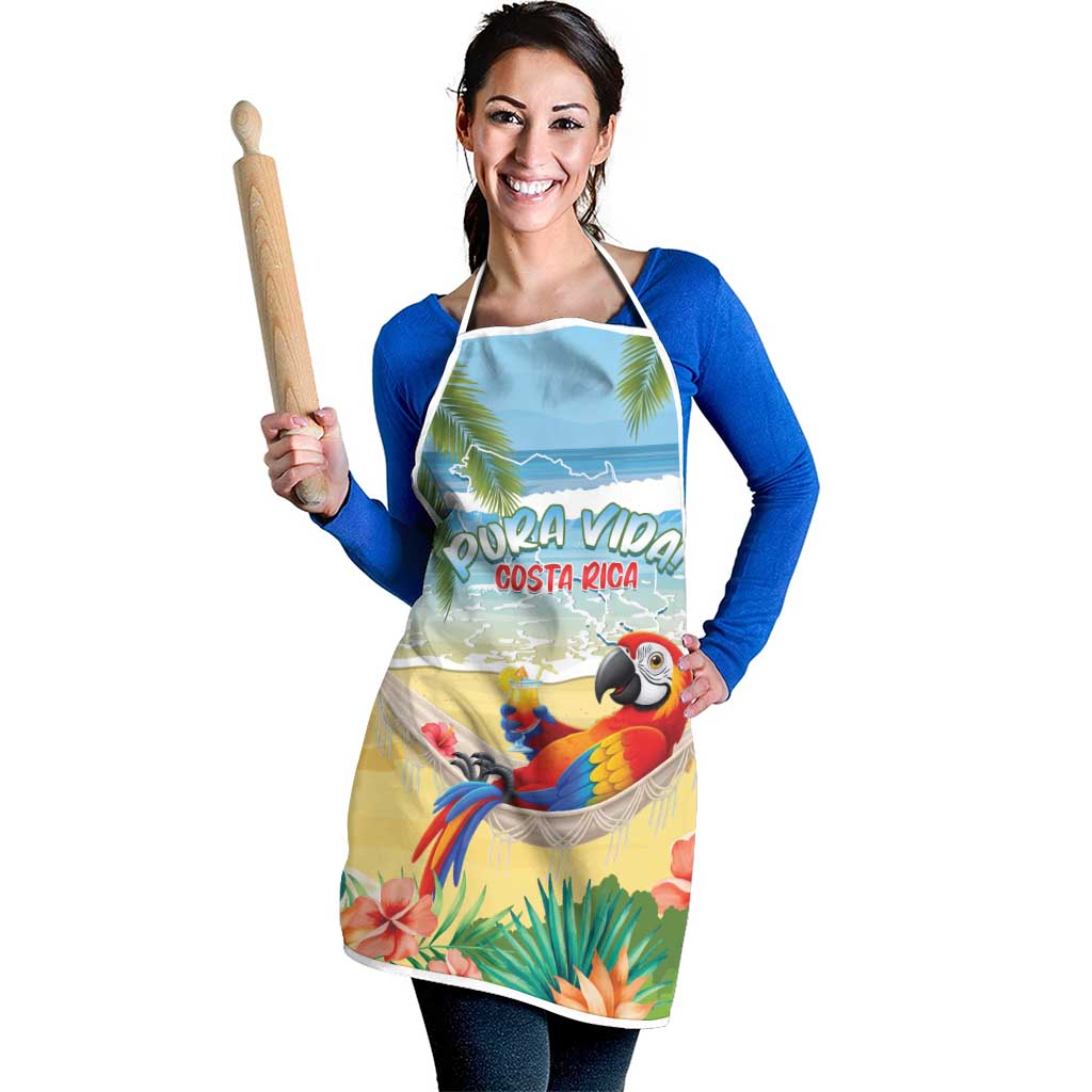 Pura Vida Costa Rica Apron Chilling Scarlet Macaw Tropical Vibes - Wonder Print Shop