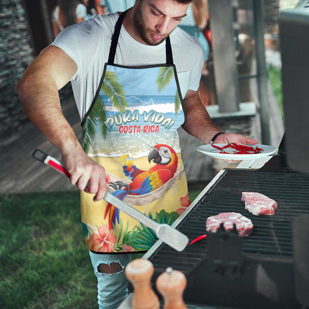 Pura Vida Costa Rica Apron Chilling Scarlet Macaw Tropical Vibes - Wonder Print Shop