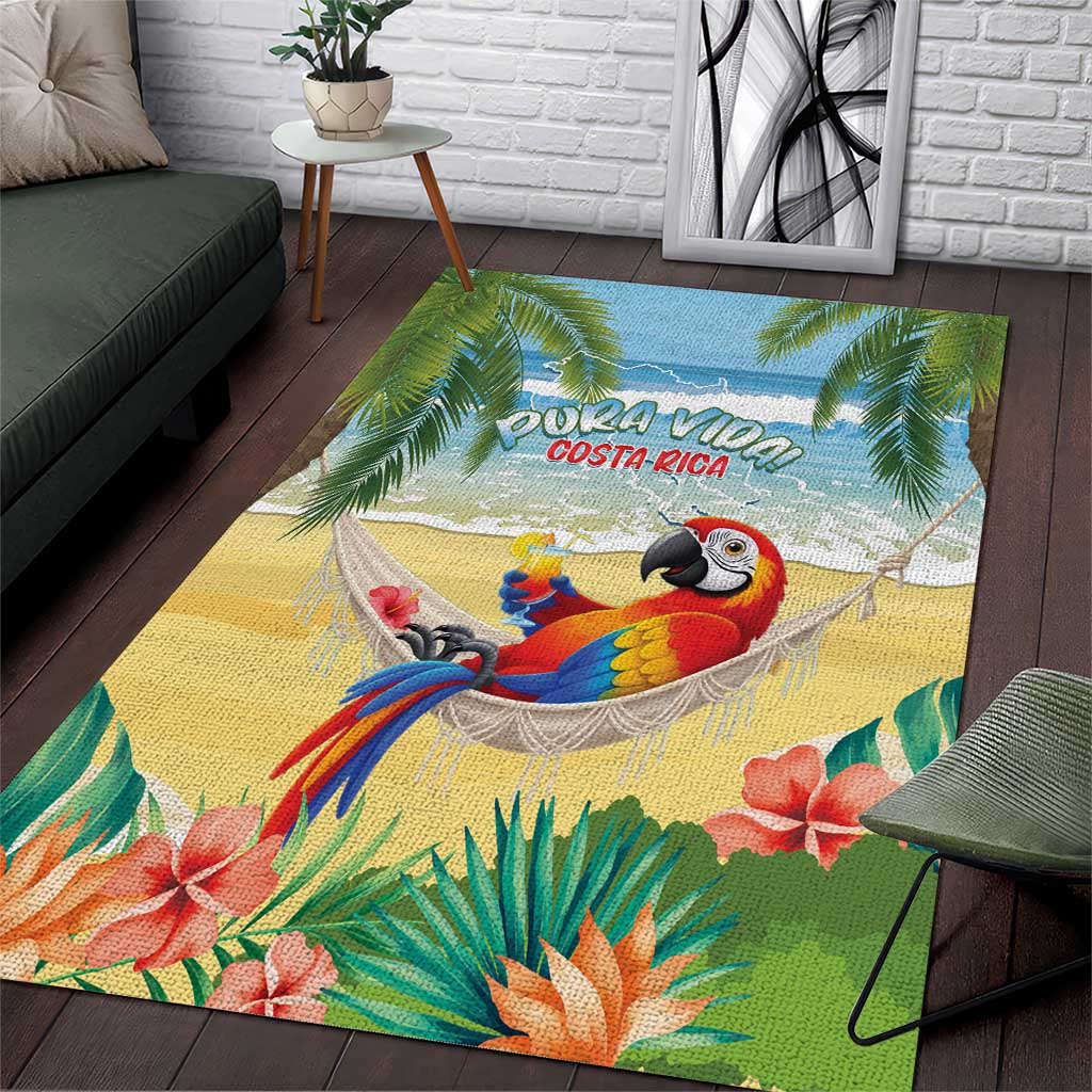 Pura Vida Costa Rica Area Rug Chilling Scarlet Macaw Tropical Vibes - Wonder Print Shop
