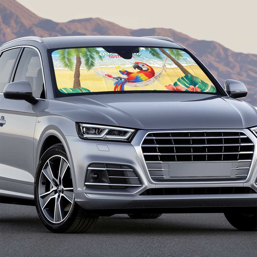 Pura Vida Costa Rica Auto Sun Shade Chilling Scarlet Macaw Tropical Vibes - Wonder Print Shop