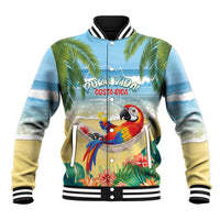 Pura Vida Costa Rica Baseball Jacket Chilling Scarlet Macaw Tropical Vibes - Wonder Print Shop