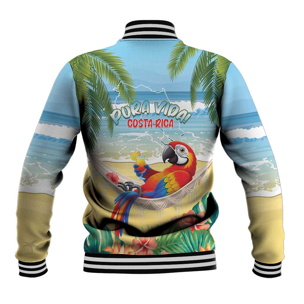 Pura Vida Costa Rica Baseball Jacket Chilling Scarlet Macaw Tropical Vibes - Wonder Print Shop
