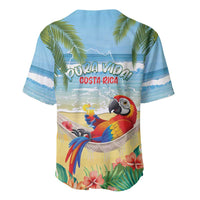 Pura Vida Costa Rica Baseball Jersey Chilling Scarlet Macaw Tropical Vibes - Wonder Print Shop