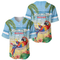 Pura Vida Costa Rica Baseball Jersey Chilling Scarlet Macaw Tropical Vibes - Wonder Print Shop