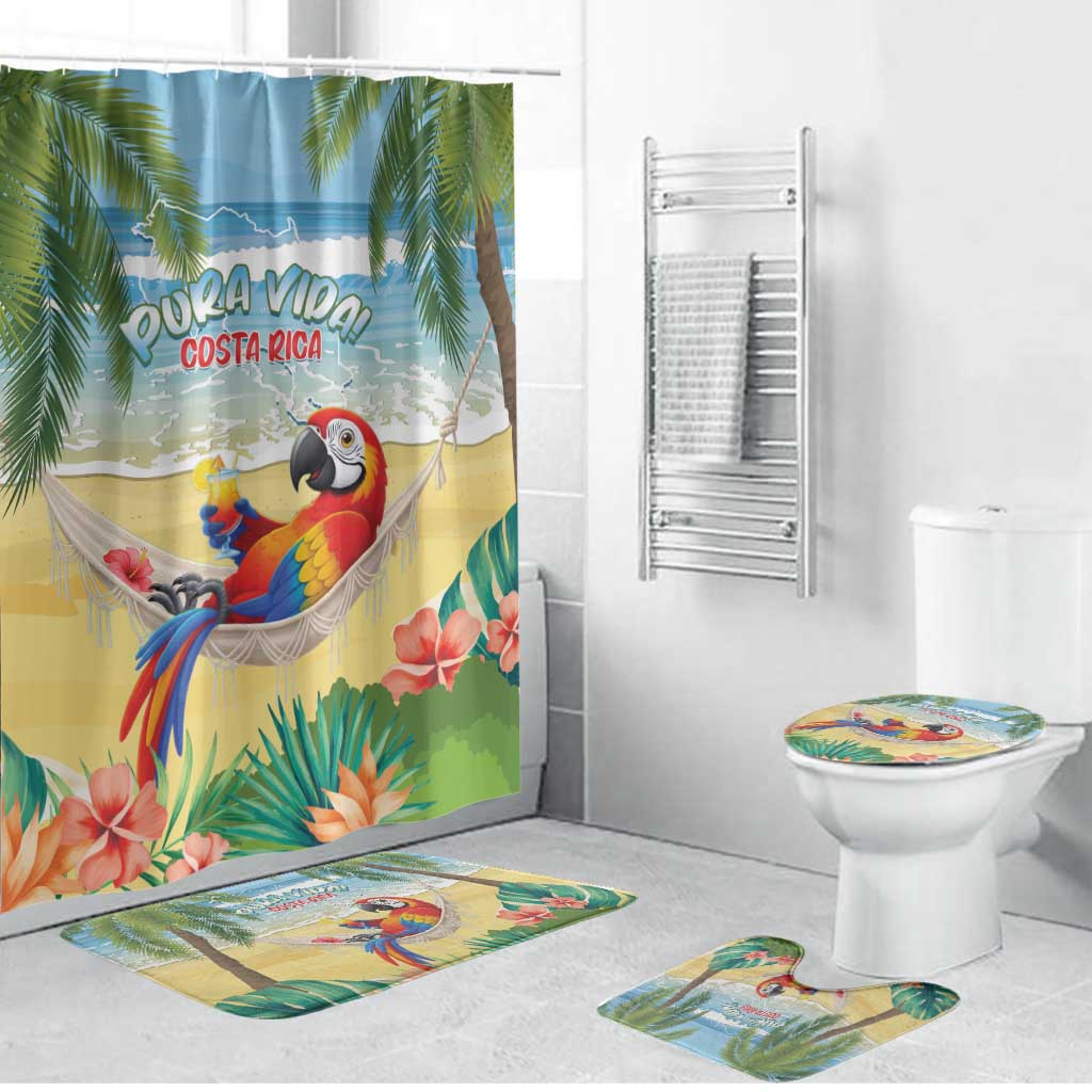 Pura Vida Costa Rica Bathroom Set Chilling Scarlet Macaw Tropical Vibes - Wonder Print Shop