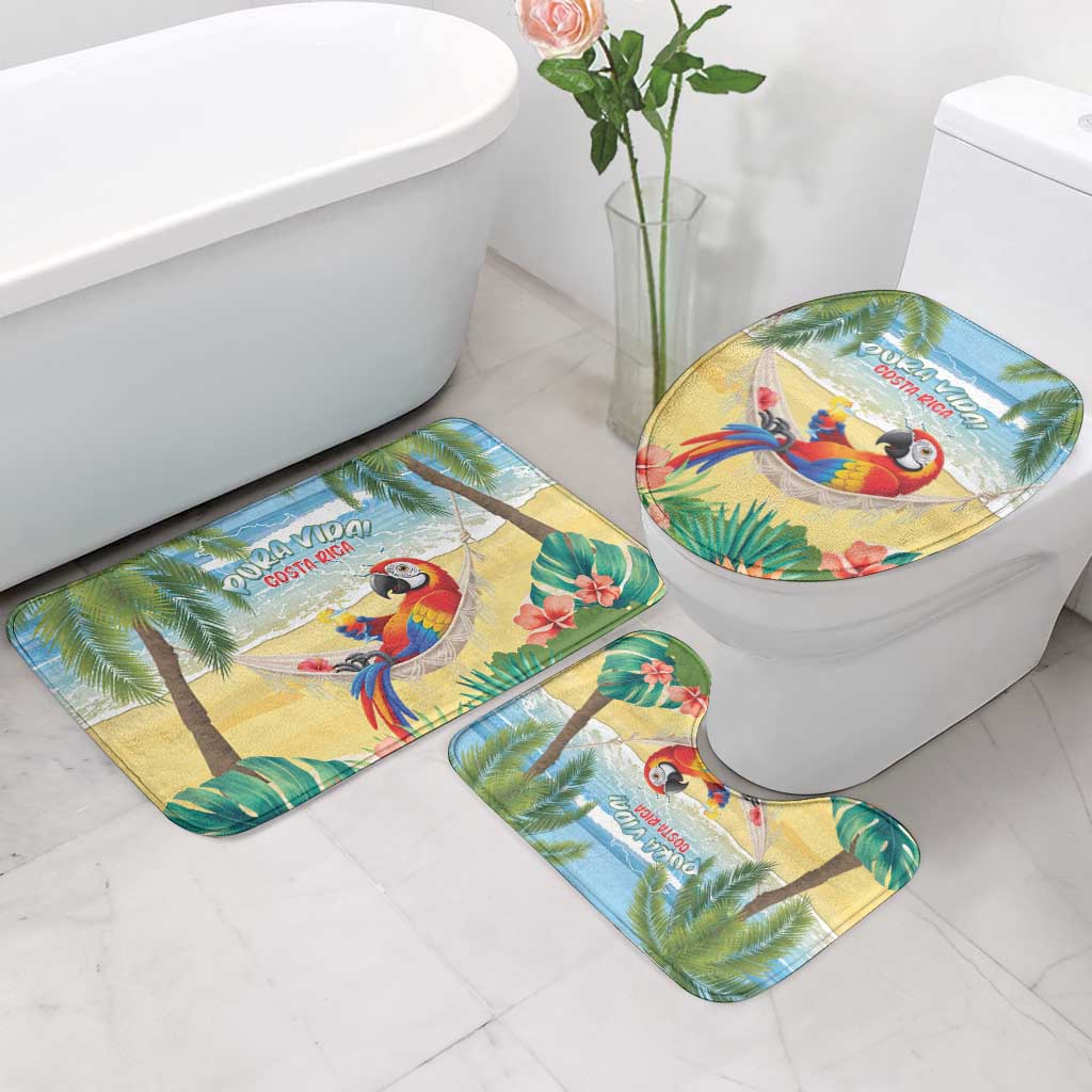 Pura Vida Costa Rica Bathroom Set Chilling Scarlet Macaw Tropical Vibes - Wonder Print Shop