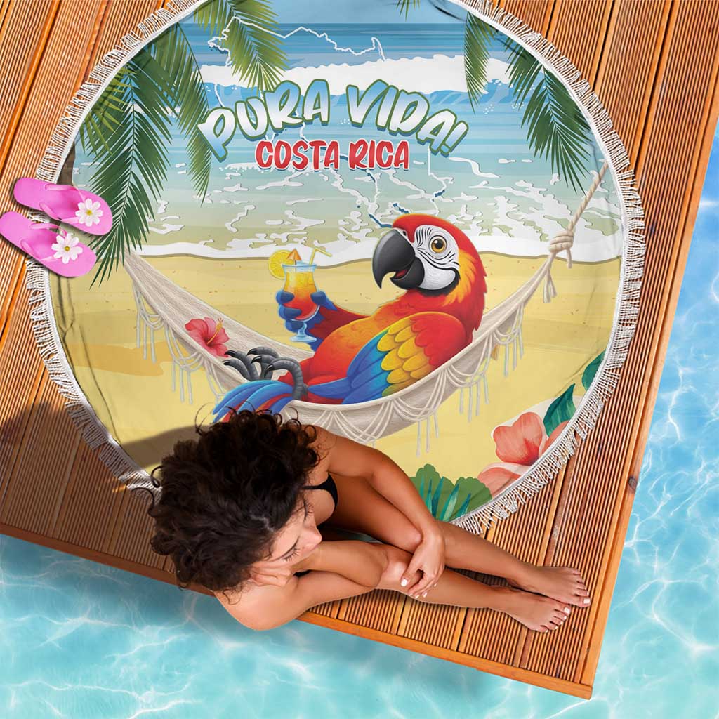 Pura Vida Costa Rica Beach Blanket Chilling Scarlet Macaw Tropical Vibes - Wonder Print Shop