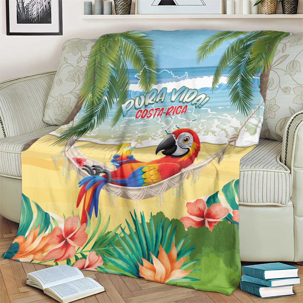 Pura Vida Costa Rica Blanket Chilling Scarlet Macaw Tropical Vibes - Wonder Print Shop