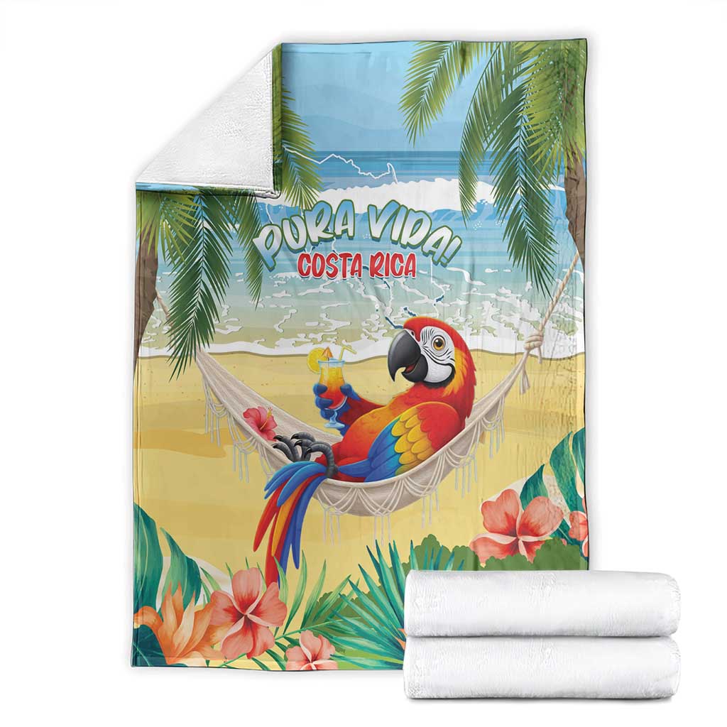 Pura Vida Costa Rica Blanket Chilling Scarlet Macaw Tropical Vibes - Wonder Print Shop