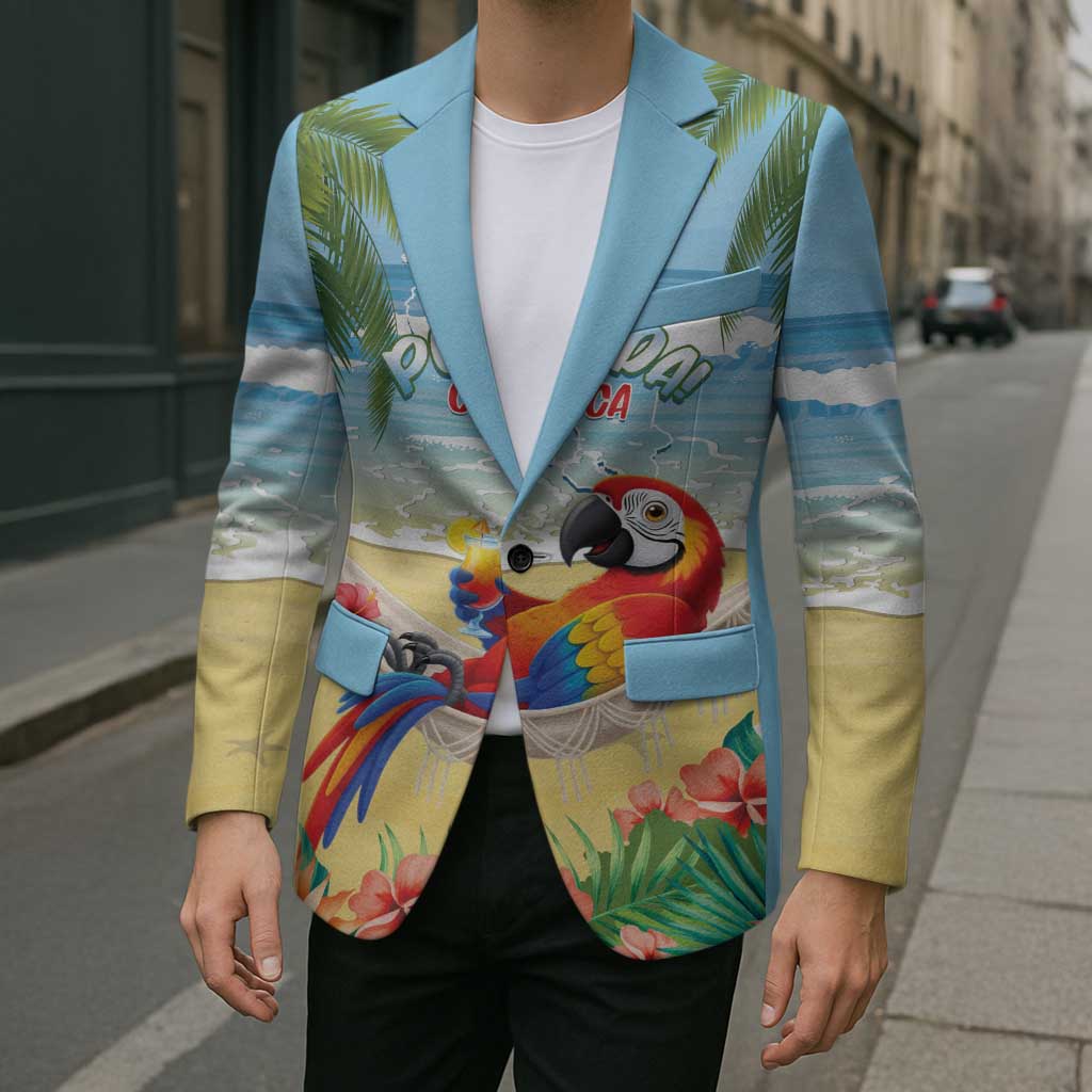 Pura Vida Costa Rica Blazer Chilling Scarlet Macaw Tropical Vibes - Wonder Print Shop