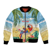 Pura Vida Costa Rica Bomber Jacket Chilling Scarlet Macaw Tropical Vibes - Wonder Print Shop