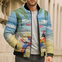 Pura Vida Costa Rica Bomber Puffer Jacket Chilling Scarlet Macaw Tropical Vibes - Wonder Print Shop