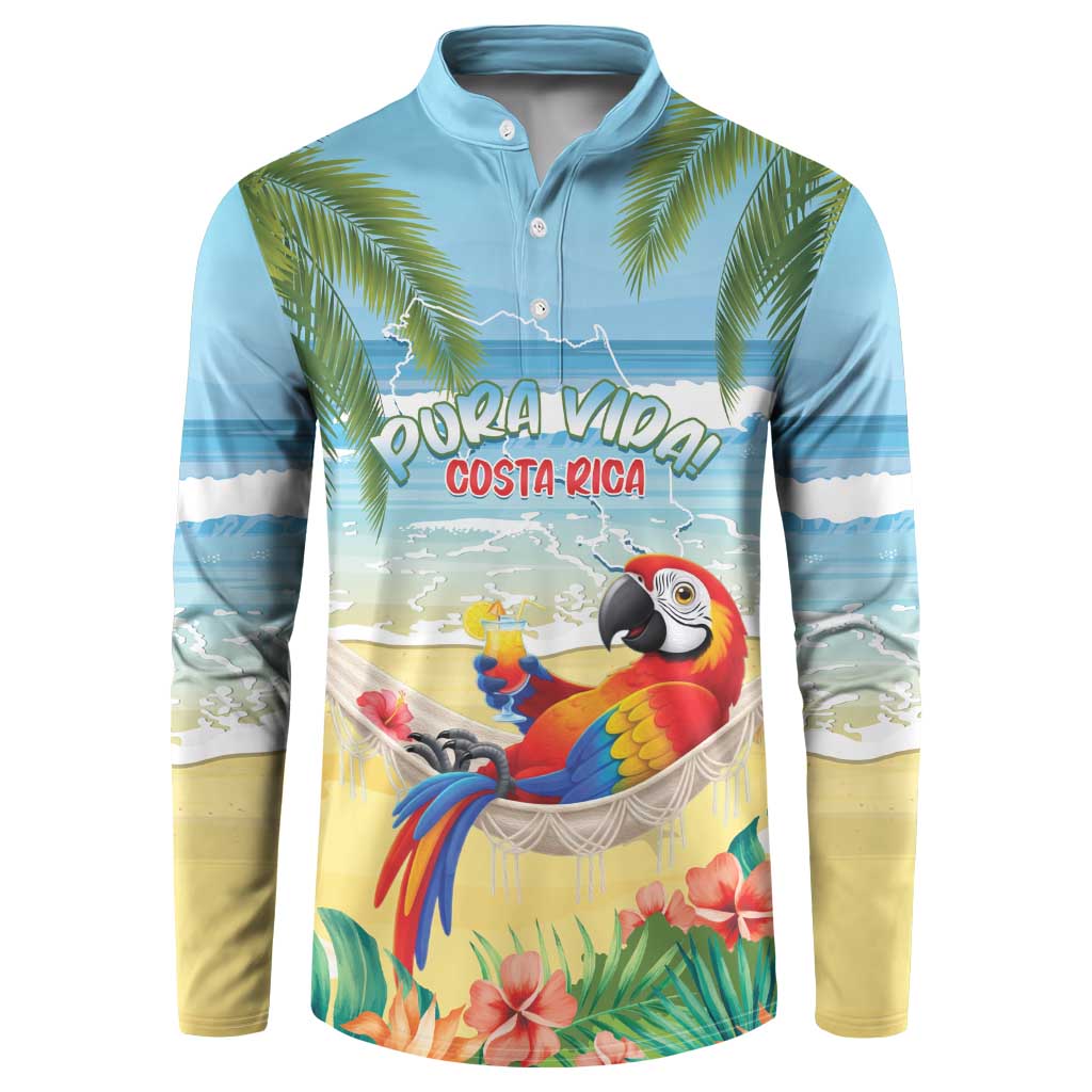 Pura Vida Costa Rica Button Sweatshirt Chilling Scarlet Macaw Tropical Vibes - Wonder Print Shop