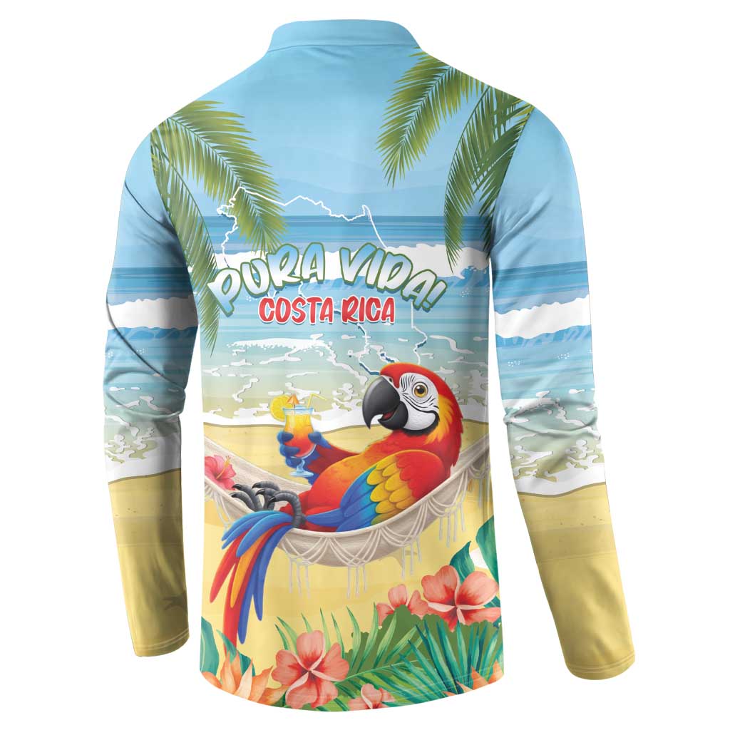 Pura Vida Costa Rica Button Sweatshirt Chilling Scarlet Macaw Tropical Vibes - Wonder Print Shop