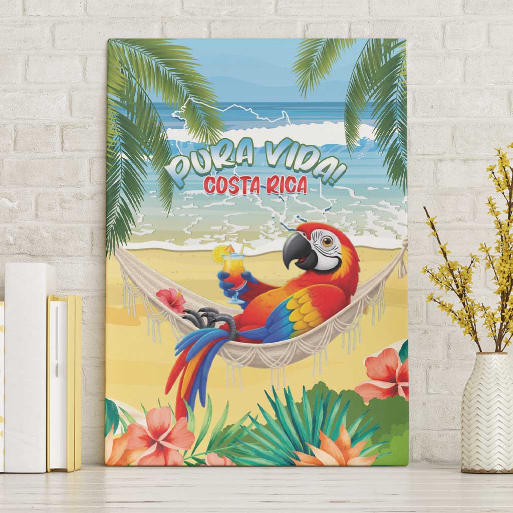 Pura Vida Costa Rica Canvas Wall Art Chilling Scarlet Macaw Tropical Vibes - Wonder Print Shop