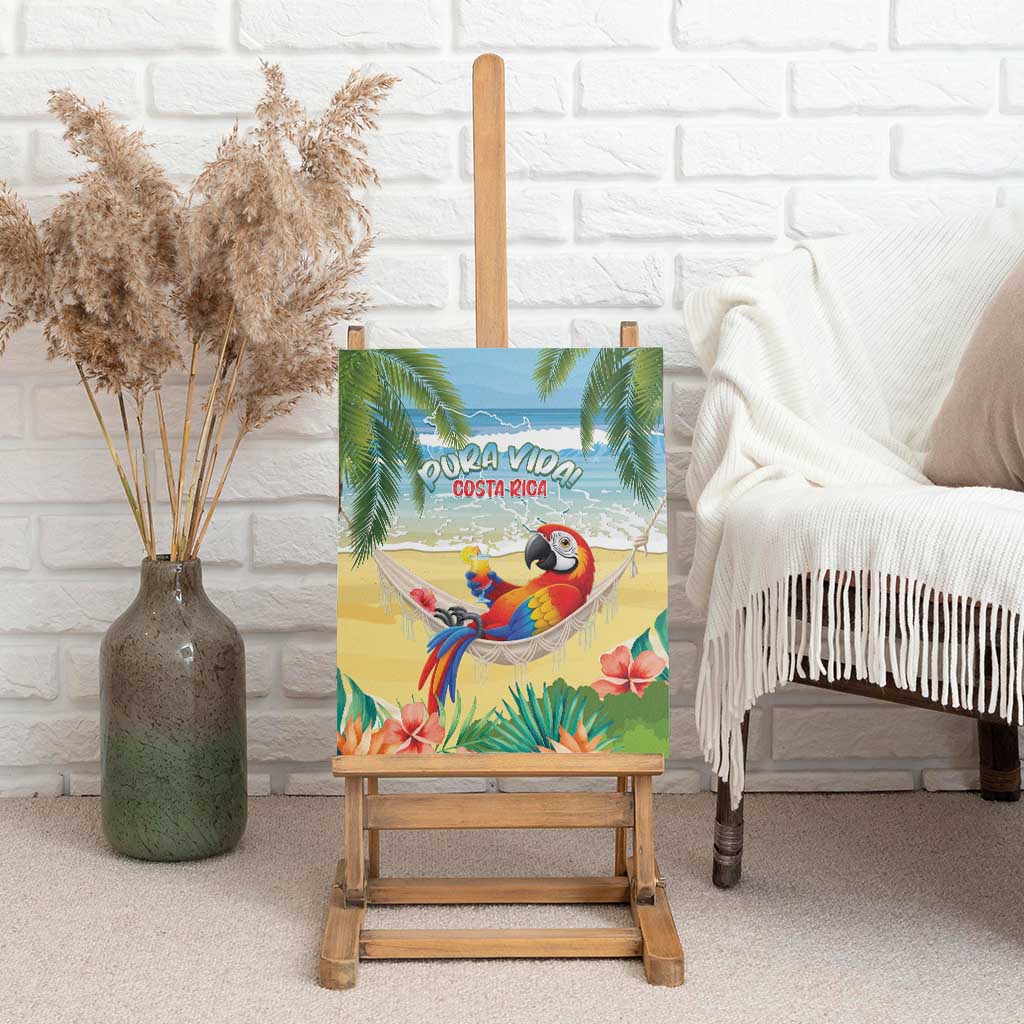 Pura Vida Costa Rica Canvas Wall Art Chilling Scarlet Macaw Tropical Vibes - Wonder Print Shop