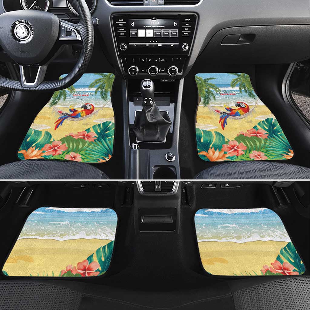 Pura Vida Costa Rica Car Mats Chilling Scarlet Macaw Tropical Vibes - Wonder Print Shop
