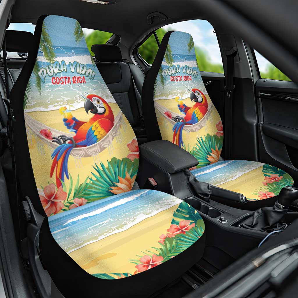 Pura Vida Costa Rica Car Seat Cover Chilling Scarlet Macaw Tropical Vibes - Wonder Print Shop
