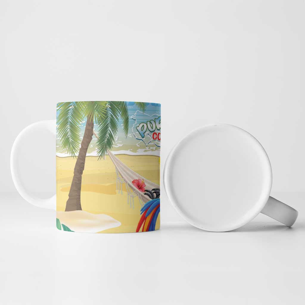 Pura Vida Costa Rica Ceramic Mug Chilling Scarlet Macaw Tropical Vibes - Wonder Print Shop