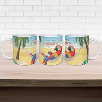 Pura Vida Costa Rica Ceramic Mug Chilling Scarlet Macaw Tropical Vibes - Wonder Print Shop