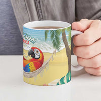 Pura Vida Costa Rica Ceramic Mug Chilling Scarlet Macaw Tropical Vibes - Wonder Print Shop