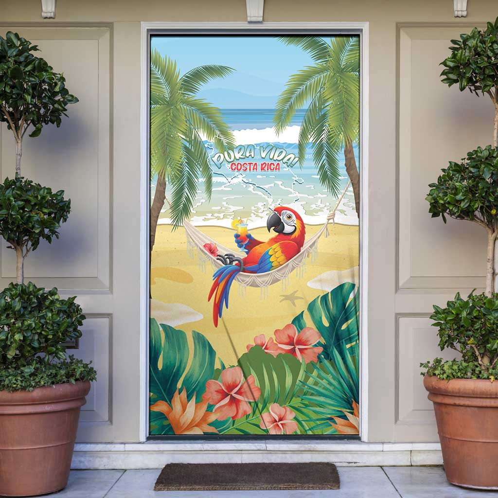 Pura Vida Costa Rica Door Cover Chilling Scarlet Macaw Tropical Vibes - Wonder Print Shop