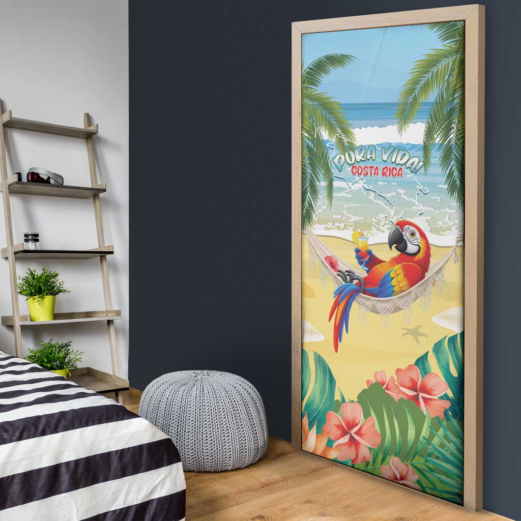 Pura Vida Costa Rica Door Cover Chilling Scarlet Macaw Tropical Vibes - Wonder Print Shop