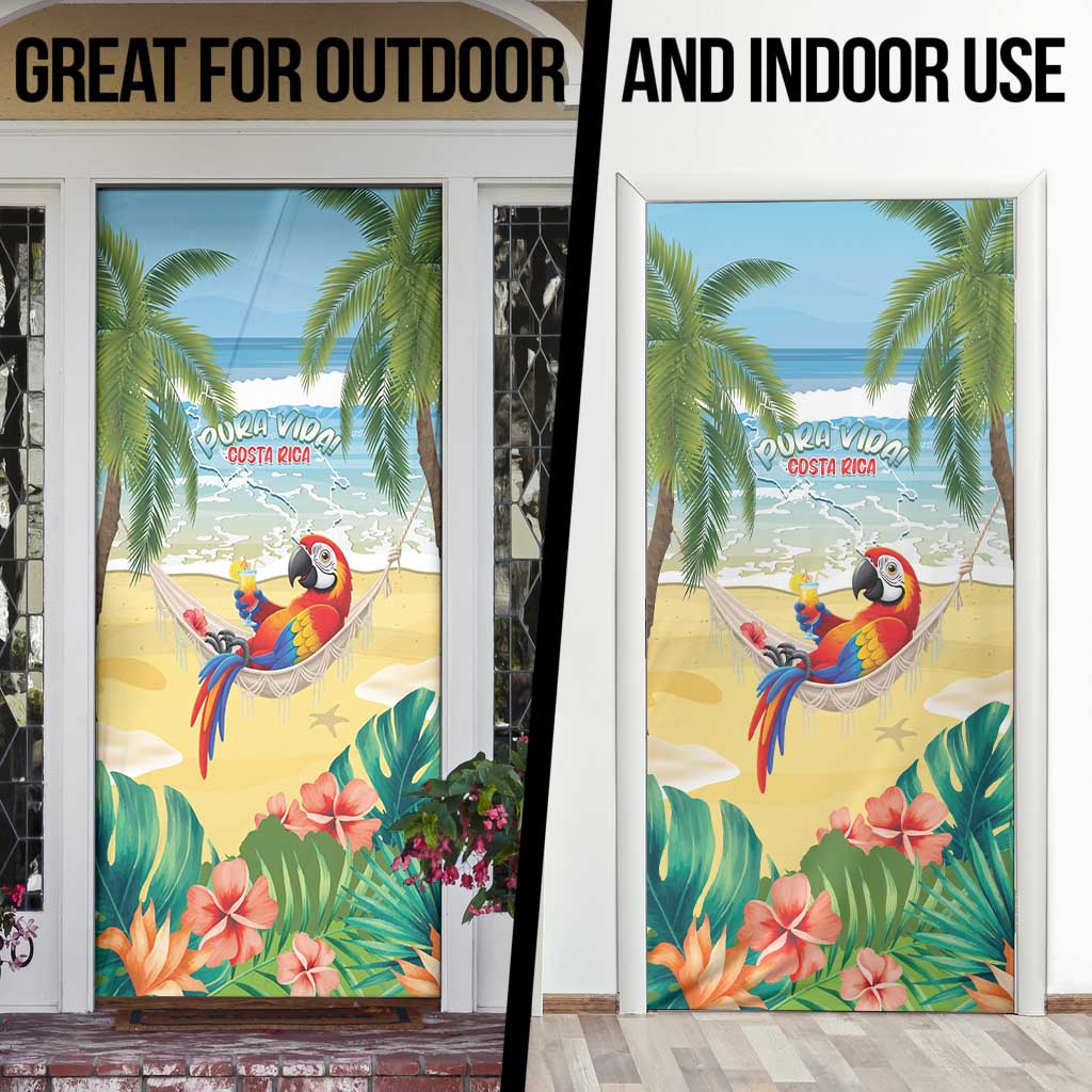 Pura Vida Costa Rica Door Cover Chilling Scarlet Macaw Tropical Vibes - Wonder Print Shop