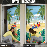 Pura Vida Costa Rica Door Cover Chilling Scarlet Macaw Tropical Vibes - Wonder Print Shop