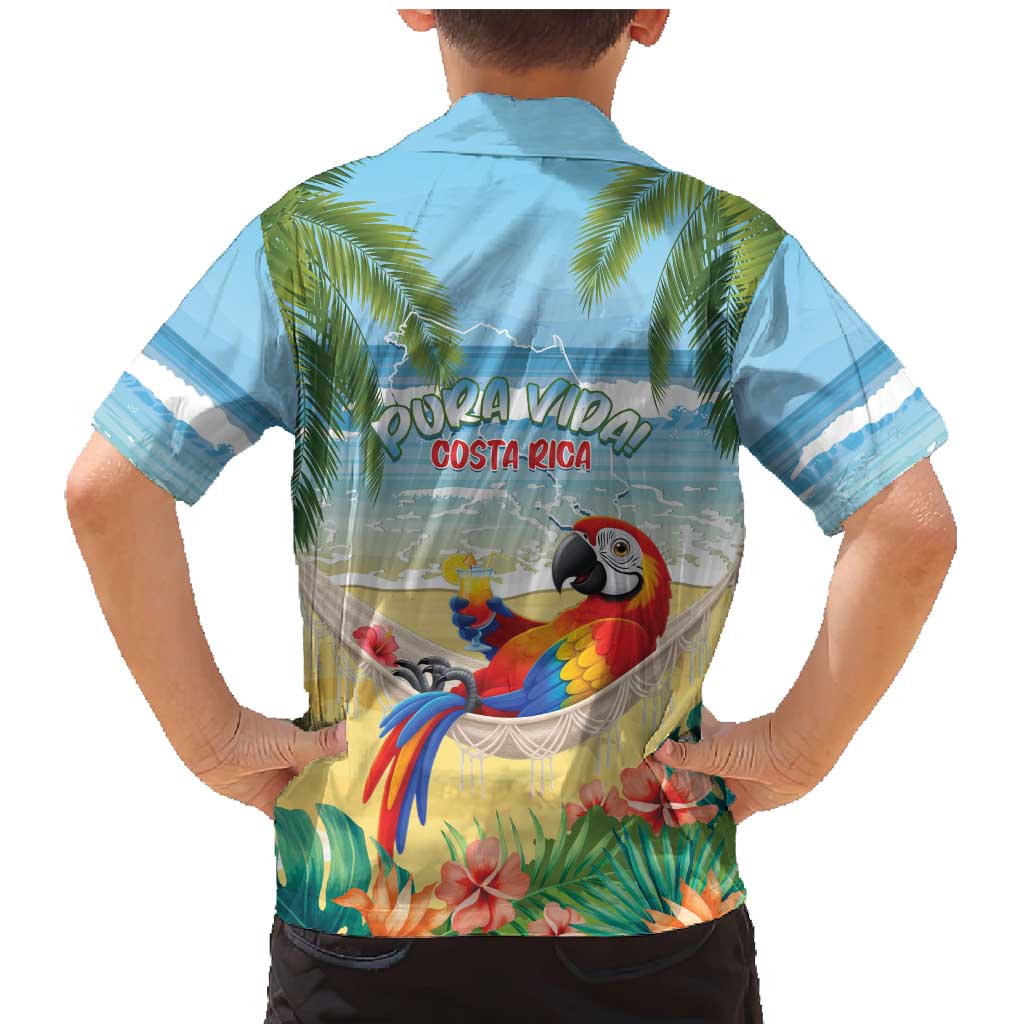 Pura Vida Costa Rica Family Matching Mermaid Dress and Hawaiian Shirt Chilling Scarlet Macaw Tropical Vibes - Wonder Print Shop