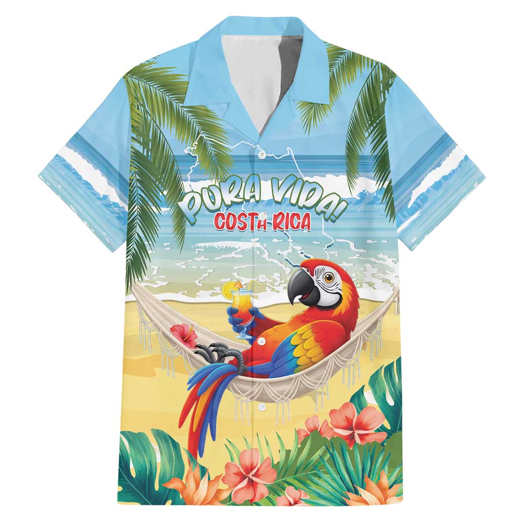 Pura Vida Costa Rica Family Matching Mermaid Dress and Hawaiian Shirt Chilling Scarlet Macaw Tropical Vibes - Wonder Print Shop