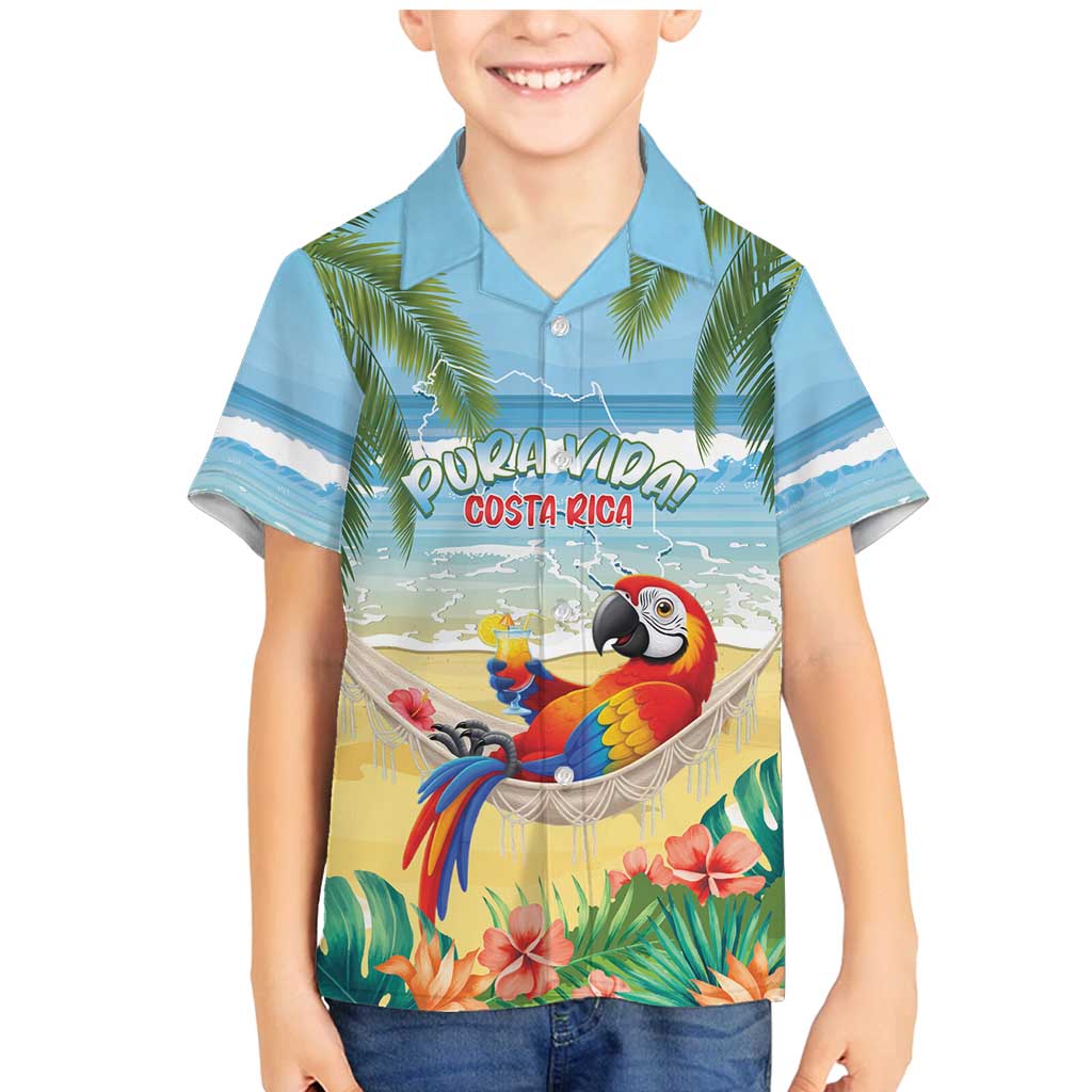 Pura Vida Costa Rica Family Matching Mermaid Dress and Hawaiian Shirt Chilling Scarlet Macaw Tropical Vibes - Wonder Print Shop