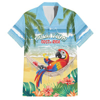Pura Vida Costa Rica Family Matching Off Shoulder Maxi Dress and Hawaiian Shirt Chilling Scarlet Macaw Tropical Vibes - Wonder Print Shop