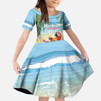 Pura Vida Costa Rica Family Matching Puletasi and Hawaiian Shirt Chilling Scarlet Macaw Tropical Vibes - Wonder Print Shop