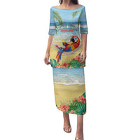 Pura Vida Costa Rica Family Matching Puletasi and Hawaiian Shirt Chilling Scarlet Macaw Tropical Vibes - Wonder Print Shop