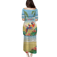 Pura Vida Costa Rica Family Matching Puletasi and Hawaiian Shirt Chilling Scarlet Macaw Tropical Vibes - Wonder Print Shop