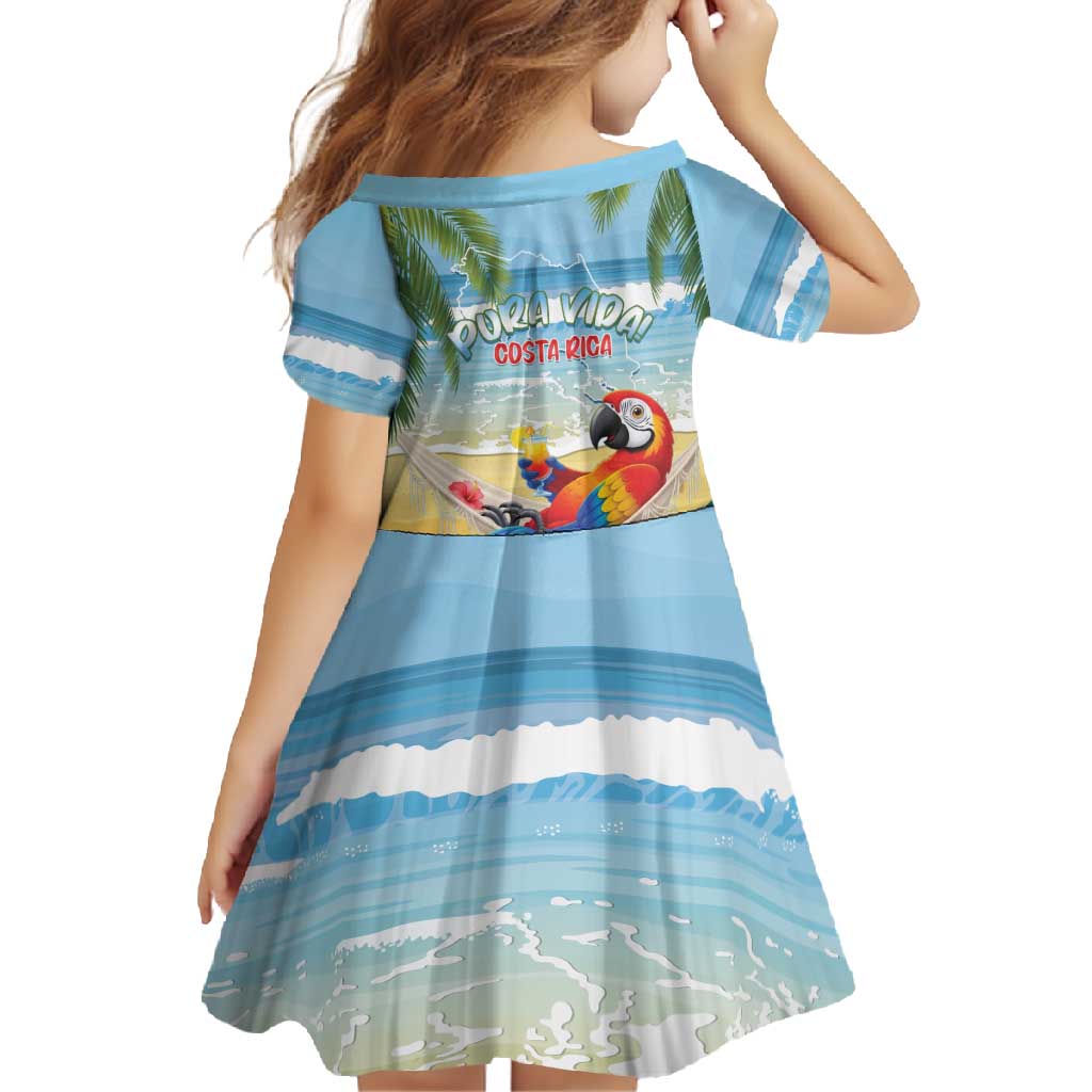 Pura Vida Costa Rica Family Matching Short Sleeve Bodycon Dress and Hawaiian Shirt Chilling Scarlet Macaw Tropical Vibes - Wonder Print Shop