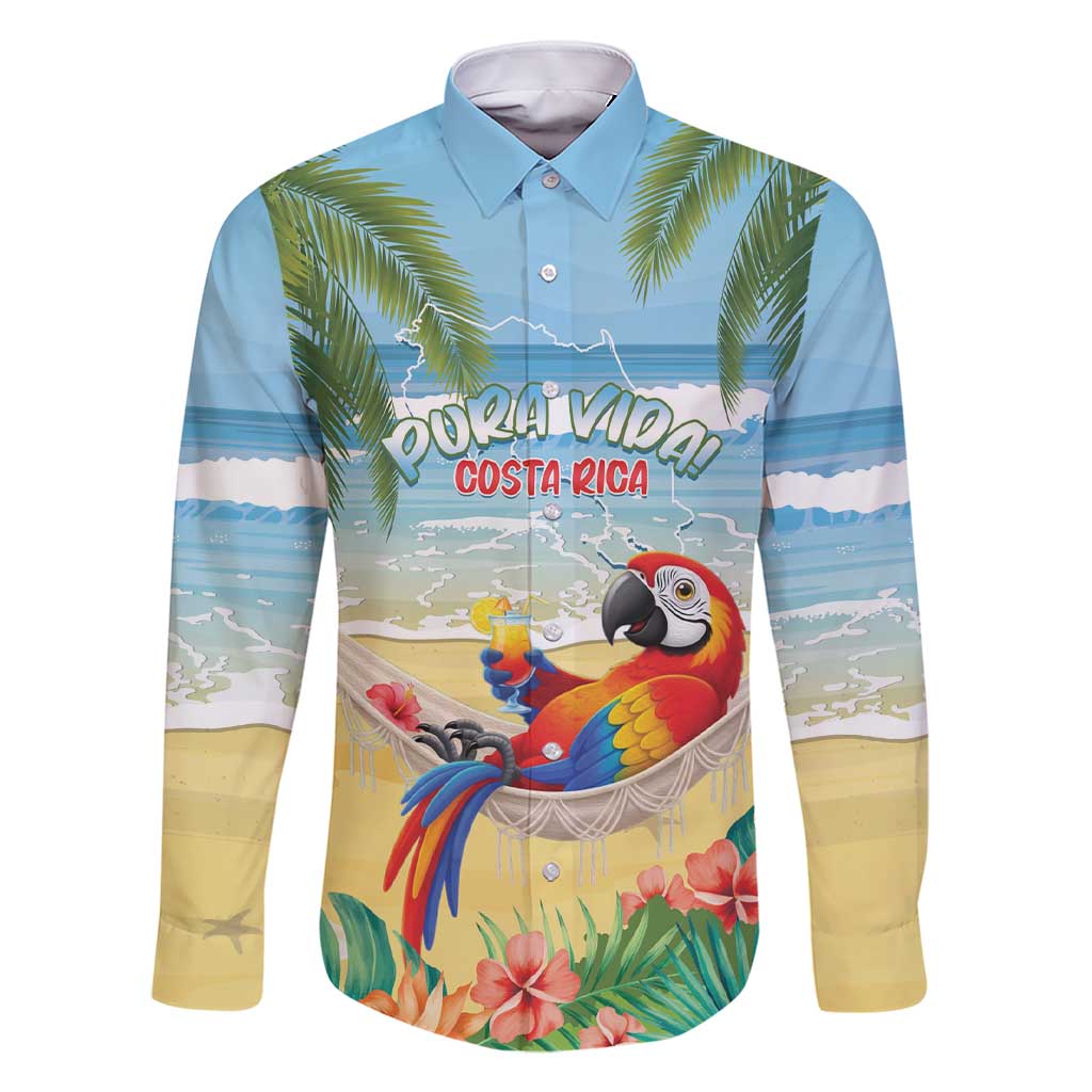 Pura Vida Costa Rica Family Matching Short Sleeve Bodycon Dress and Hawaiian Shirt Chilling Scarlet Macaw Tropical Vibes - Wonder Print Shop
