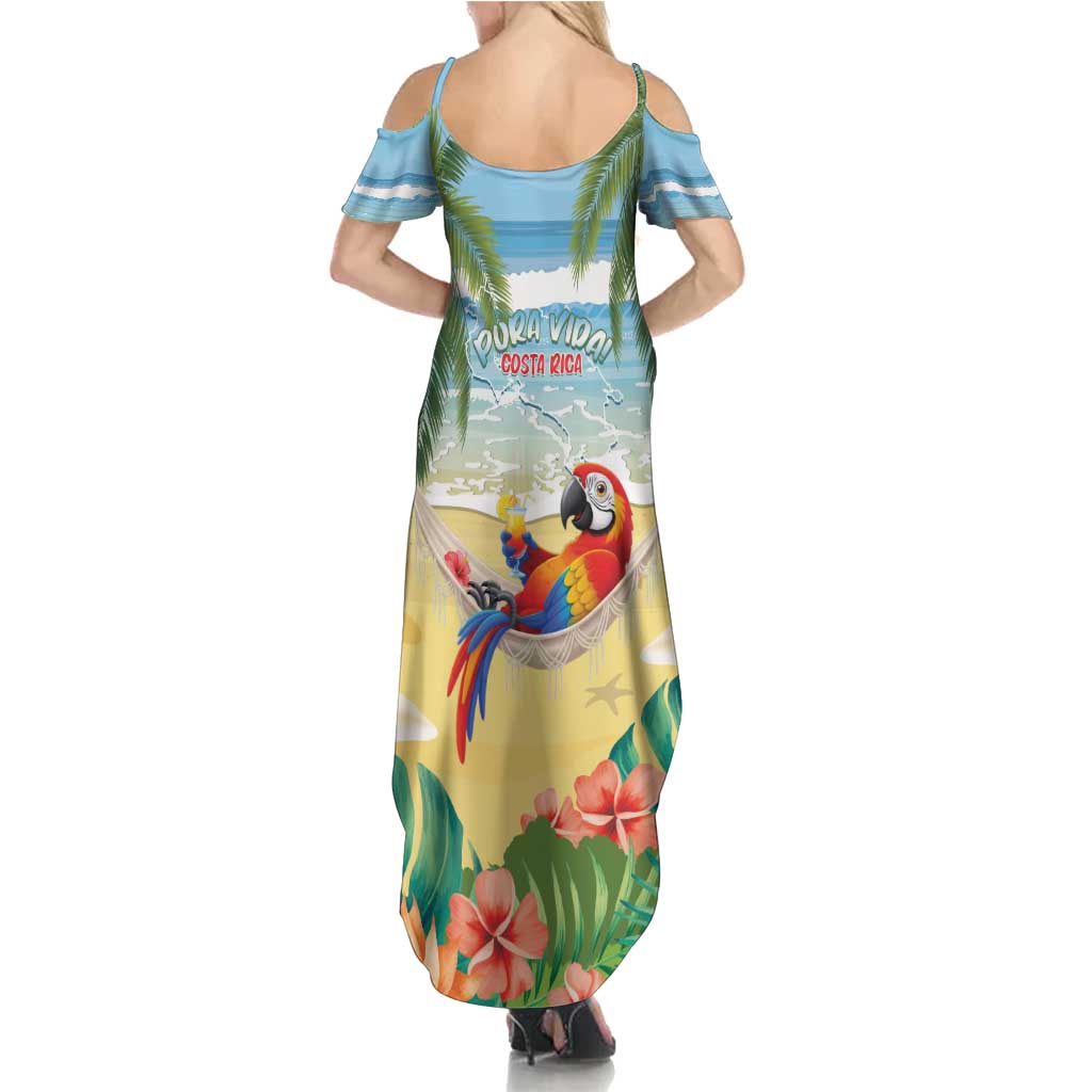 Pura Vida Costa Rica Family Matching Summer Maxi Dress and Hawaiian Shirt Chilling Scarlet Macaw Tropical Vibes - Wonder Print Shop